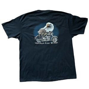 Vintage 90s 1994 Eagle River WI Motorcycle Single Stitch Made In USA  T-shirt